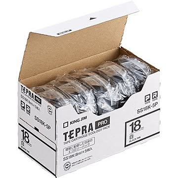 テプラ PROテープカートリッジ 白ラベル 18mm （黒文字） 5個入エコパック