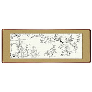 額絵 鳥獣戯画 恵風 124x48cm 三幸