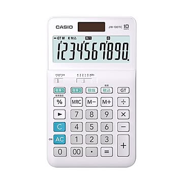 （まとめ）カシオ W税率電卓 10桁ジャストタイプ JW-100TC-N 1台【×5セット】