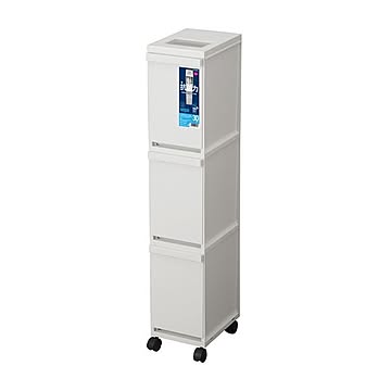 セパ 多段スリムペール ゴミ箱 ダストボックス 3段 30L キャスター付き 抗菌 隙間収納 ホワイトグレー