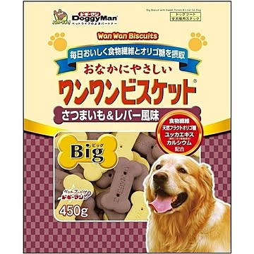 〔まとめ〕 ドッグフード ペットフード ドギーマン ハヤシ ワンワンビスケット Bigいも＆レバー450g 6セット ペット用品【代引不可】