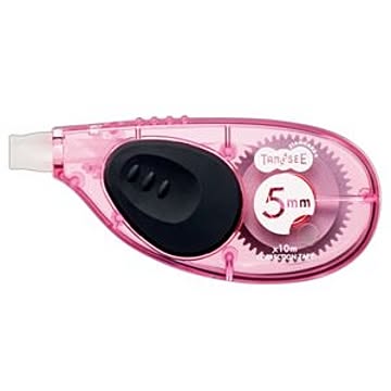（まとめ） TANOSEE 修正テープ ヨコ引き 5mm幅×10m ピンク 1個 【×30セット】