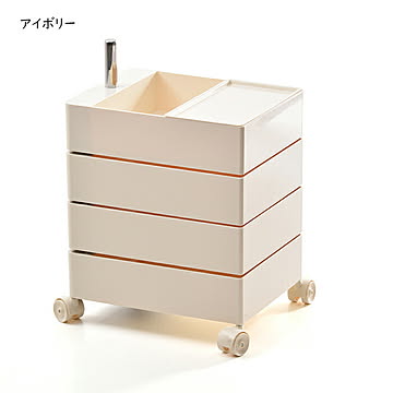 ラック 半完成品 360回転ワゴン 4段 RELS0336 幅395x奥行495x高さ600mm B.Bファニシング