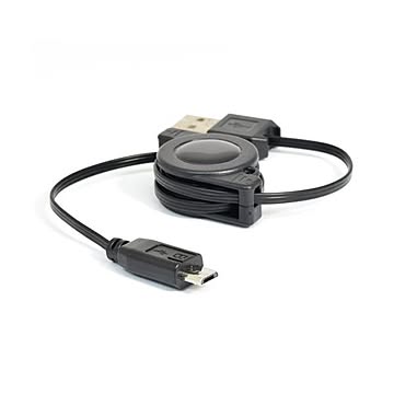 （まとめ）巻取り式microUSBケーブル （ブラック） KCUSBMICRO【×10セット】