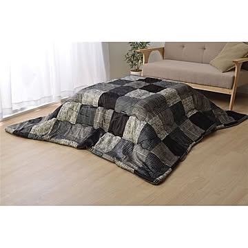 チェック柄 こたつ布団 【長方形 グレー 約190cm×240cm】 洗える フランネル素材 〔リビング〕