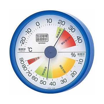 (まとめ)EMPEX 生活管理 温度・湿度計 壁掛用 TM-2416 クリアブルー×5セット
