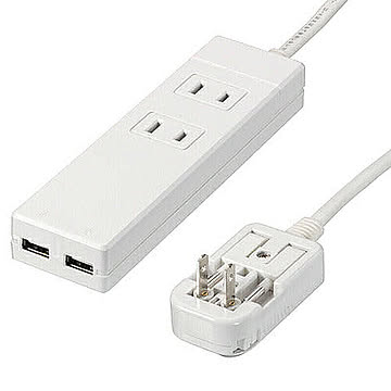 YAZAWA 海外用マルチ変換タップ2個口USB2ポート HPM6AC2USB2WH 管理No. 4966307114559