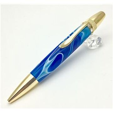 日本製 スワロフスキー ボールペン/文房具 【ブルー】 パーカータイプ 芯：0.7mm 文具 オフィス用品 『Acrylic』