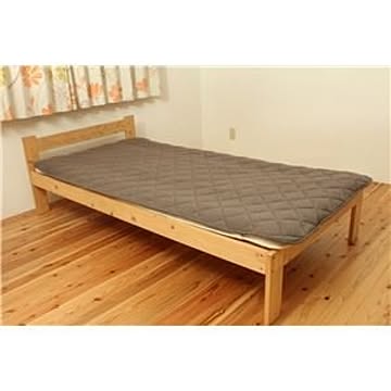 敷パッド/寝具 【ブラウン ダブル 140×205cm】 洗える オーガニックコットン使用 綿100％ ゴムバンド付 〔ベッドルーム〕