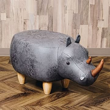 アニマルモチーフスツール Rhino グレー