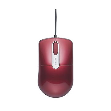 まとめバッファロー 有線光学式マウス 静音3ボタン Mサイズ レッド BSMOU27SMRD 1個×5セット