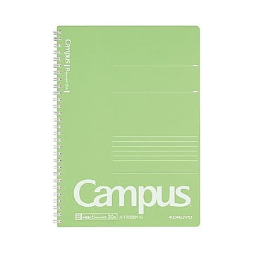 （まとめ）コクヨ キャンパスツインリングノート（PP表紙・スリム）セミB5 B罫 30枚 表紙緑 ス-T105BN-g 1セット（5冊）【×5セット】