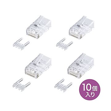 （まとめ）サンワサプライ カテゴリ6RJ-45コネクタ（単線用） ADT-6RJ-10N×3セット