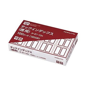 （まとめ） コクヨ タックインデックス 紙ラベル徳用 中 23×29mm 赤枠 タ-21-10R 1パック（1200片入：12片×100シート） 【×5セット】