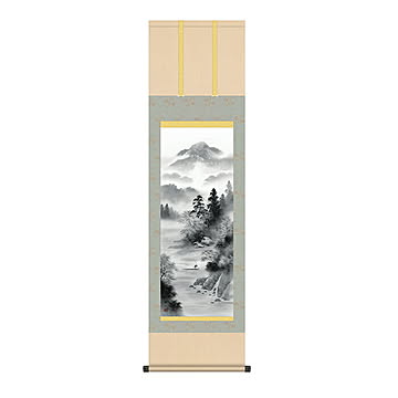 掛け軸 閑雅悠景 江本修山 44.5x164cm 三幸