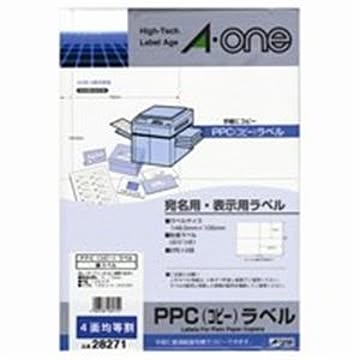 エーワン PPCラベル/コピー機用ラベルシート A4/4面 100枚 28271