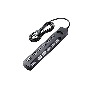（まとめ）エレコム AV雷ガードタップ／個別スイッチ／ホコリシャッター付／6個口／2.5m／ブラック AVT-K6A-2625BK【×2セット】