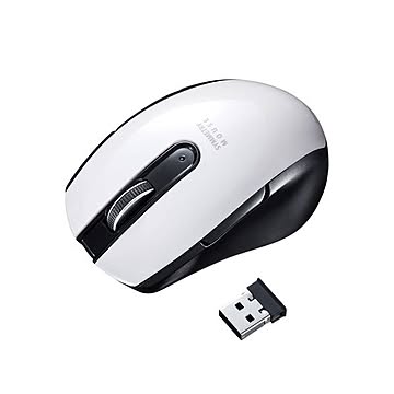 サンワサプライ ワイヤレスブルーLEDマウス（5ボタン・左右対称） ホワイト MA-WBL170W