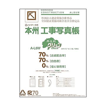 ピジョン 工事用アルバムセット 2・4穴兼用 E・Lサイズ兼用台紙50枚付 A-L6W 10セット