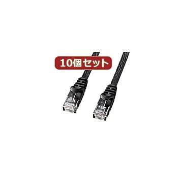10個セットサンワサプライ カテゴリ6フラットLANケーブル LA-FL6-03BKX10