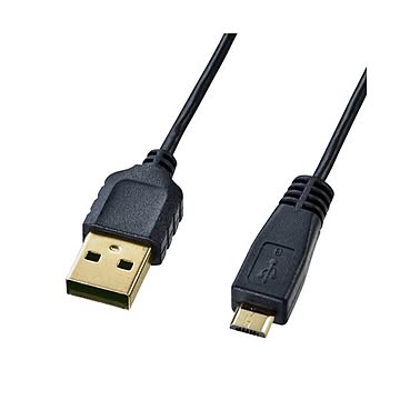 まとめサンワサプライ極細マイクロUSBケーブル Aオス-MicroBオス ブラック 1.0m KU-SLAMCB10 1本×5セット