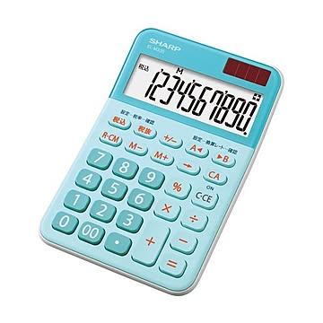 (まとめ) シャープ カラー・デザイン電卓 10桁ミニナイスサイズ ブルー EL-M335-AX 1台 【×10セット】