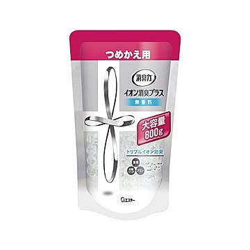 （まとめ）エステー 消臭力 クリアビーズイオン消臭プラス 無香料 大容量つめかえ 800g 1個【×10セット】