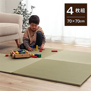 い草 置き畳/ユニット畳 【約70×70×1.5cm ナチュラル 】 消臭 縁無し お手入れ簡単 裏面滑り止め 収納便利 〔リビング〕【代引不可】