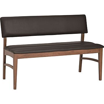北欧風 ダイニングベンチ/食卓椅子 ダークブラウン 幅114cm PVC 合皮 木製 完成品 テーブル・チェア別売 〔リビング〕