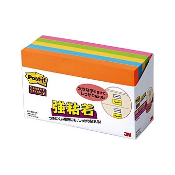 （まとめ） 3M ポストイット 強粘着ノート 75×127mm ネオンカラー5色 655-5SSAN 1セット（10冊：5冊×2パック） 【×2セット】