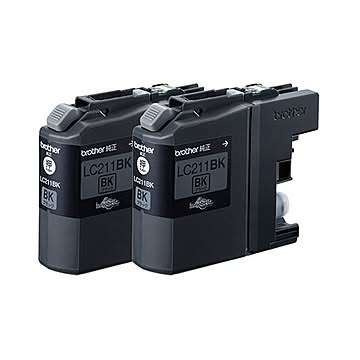 (まとめ) ブラザー BROTHER インクカートリッジ お徳用 黒 LC211BK2PK 1箱（2個）  【×10セット】