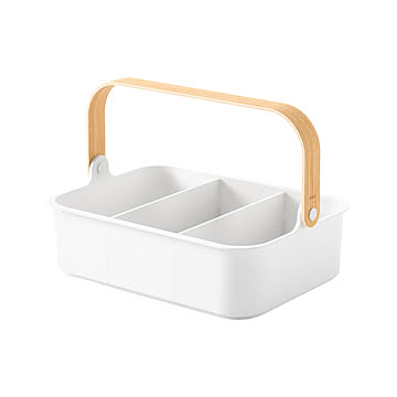 Umbra アンブラ BELLWOOD BIN ベルウッド スタッカブルビン 35×26cm 収納ボックス キッチン 調味料収納 バスアイテム コスメ 取っ手付き 仕切り 木製