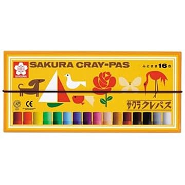 （まとめ） サクラクレパス クレパス太巻 16色（各色1本） バンド付き LP16R 1箱 【×10セット】