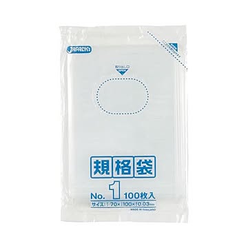 （まとめ） ジャパックス 規格袋 1号 ヨコ70×タテ100×厚み0.03mm K-01 1パック（100枚） 【×80セット】