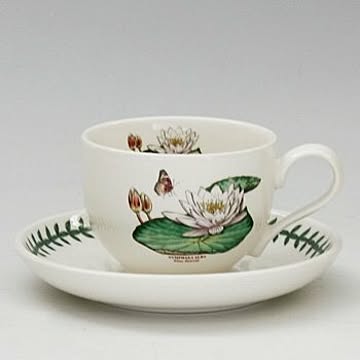 ポートメリオン　エキゾチックボタニックガーデン　ティーカップ＆ソーサー　EG04107【white water lily　スイレン】　洋食器　イギリス　ボタニック