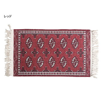 萩原 トルクメン風 玄関マット 室内用 レッド 約45×75cm