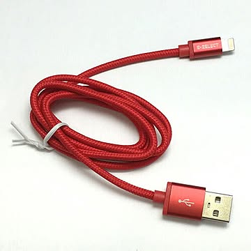 E-SELECT MFI認証ライトニングカラーケーブル (断線しにくいナイロン編みこみタイプ) 1m レッド ES-LTCB1ANR
