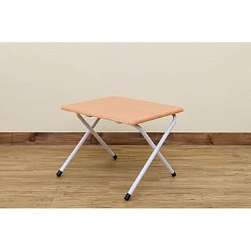 折りたたみミニテーブル/サイドテーブル 【ロータイプ】 幅48cm×高さ35.5cm スチール脚 木目調 【完成品】