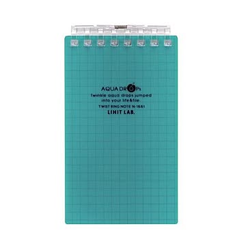（まとめ） リヒトラブ AQUA DROPsツイストノート（メモサイズ） 125×72mm 8穴 5mm方眼罫 青緑 40枚 N-1661-28 1冊 ×30セット