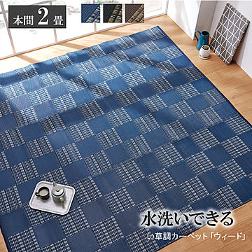 イケヒコ・コーポレーション ポリプロピレンラグ 本間2畳 ウィード ネイビー 2116912