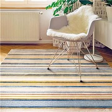 トルコ製 ルーン RUG ラグマット 約160×225cm ブルー