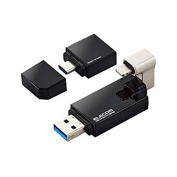 エレコム iPhone iPad USBメモリ Apple MFI認証 Lightning USB3.2Gen1 USB3.0対応 16GB ブラック MF-LGU3B016GBK