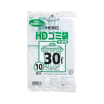 （まとめ） シモジマ HDゴミ袋 半透明ゴミ袋（10枚入） 6603701 【×30セット】
