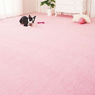 日本製 ピンク色 ラグマット 江戸間6畳 サイズ約261cm×352cm 長方形 撥水 抗菌 防ダニ 防臭 フリーカット リビング用