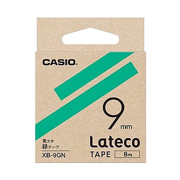 （まとめ）カシオ ラテコ 詰替用テープ9mm×8m 緑/黒文字 XB-9GN 1個【×10セット】