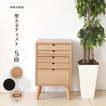 多段チェスト 5段タイプ ONCH-0043 幅36cm 木製 ネームプレート付き カラー リビング収納 書棚 収納棚 書庫 北欧 シンプル スタイル カフェ風 タモ アッシュ 突板 組み立て簡単