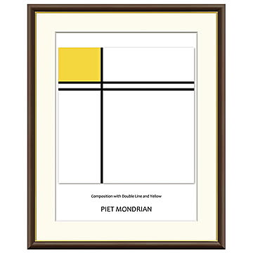 額絵 二重線と黄色のコンポジション ピート・モンドリアン 52x42cm 三幸