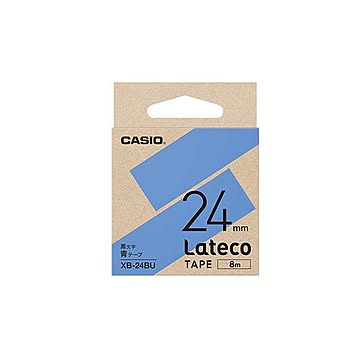 （まとめ） カシオ ラベルライター Lateco専用詰替用テープ 青に黒文字 24mm 【×3セット】