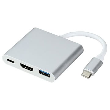 (まとめ) HDMI変換アダプタ(USBC to USBC/HDMI/USBA) 【×2セット】