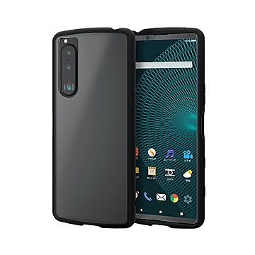 エレコム Xperia 5 III ケース カバー ハイブリッドケース 耐衝撃 薄型 軽量 クリアタイプ ストラップホール付 ブラック PM-X214TSLFCSBK